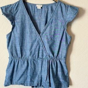 J. Crew Blue V-neck Blouse Size 2